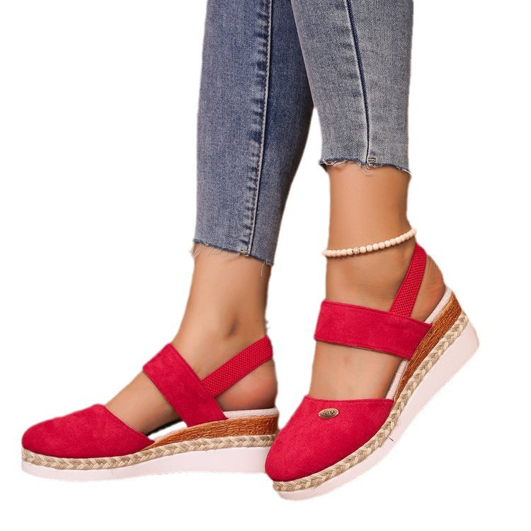 Wedge Lightweight Hemp Rope Braided Closed Toe Elastic Band Women's Shoes - 𝓢𝓱𝓸𝓹𝓵𝓮𝓬𝔂
