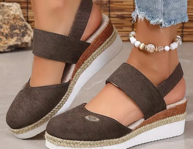 Wedge Lightweight Hemp Rope Braided Closed Toe Elastic Band Women's Shoes - 𝓢𝓱𝓸𝓹𝓵𝓮𝓬𝔂