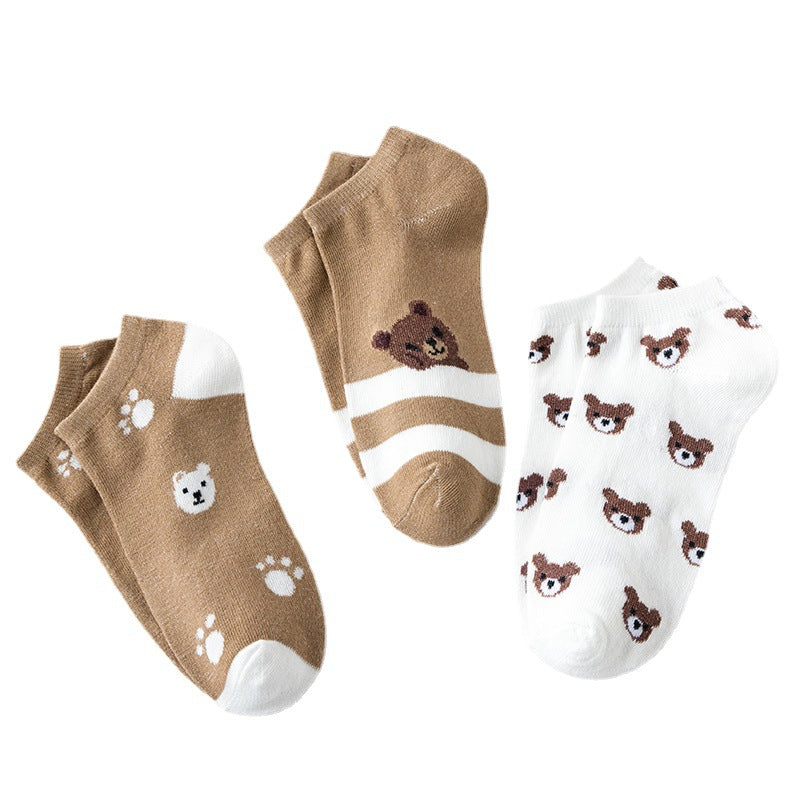 Low-cut Cartoon Cute Brown Bear Socks Japanese Women - 𝓢𝓱𝓸𝓹𝓵𝓮𝓬𝔂