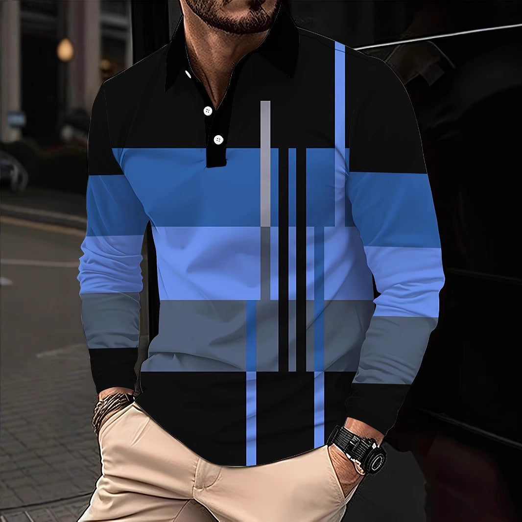 Men's Button Casual Slim Lapel 3D Printed Long Sleeve - 𝓢𝓱𝓸𝓹𝓵𝓮𝓬𝔂