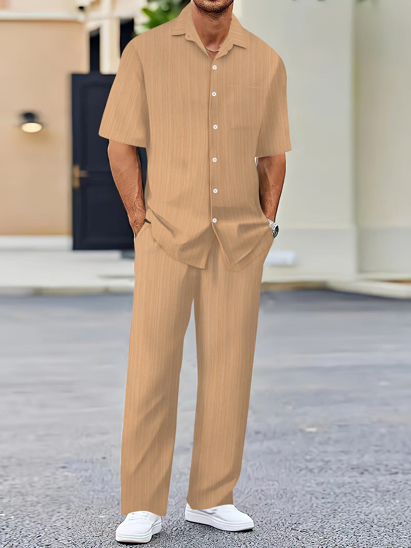 Men's Solid Color Short Sleeve Fashion Suit - 𝓢𝓱𝓸𝓹𝓵𝓮𝓬𝔂