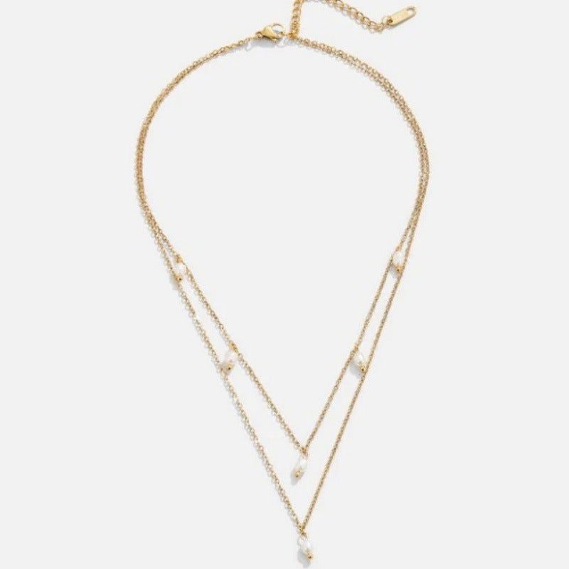 Women's 18K Gold-plated Natural Pearl Double-layer Twin Necklace - 𝓢𝓱𝓸𝓹𝓵𝓮𝓬𝔂