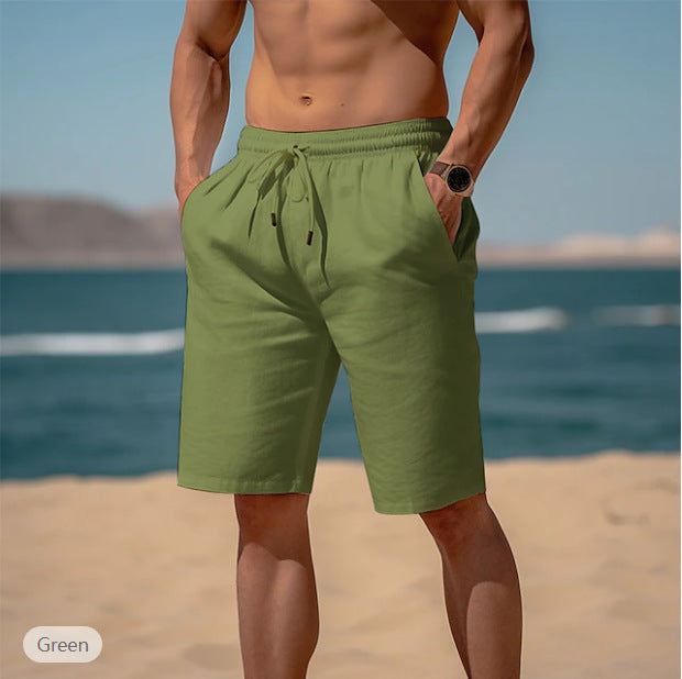Summer Drawstring Shorts Elastic Waist Straight Pants Beach Breathable Shorts For Men Clothing - 𝓢𝓱𝓸𝓹𝓵𝓮𝓬𝔂