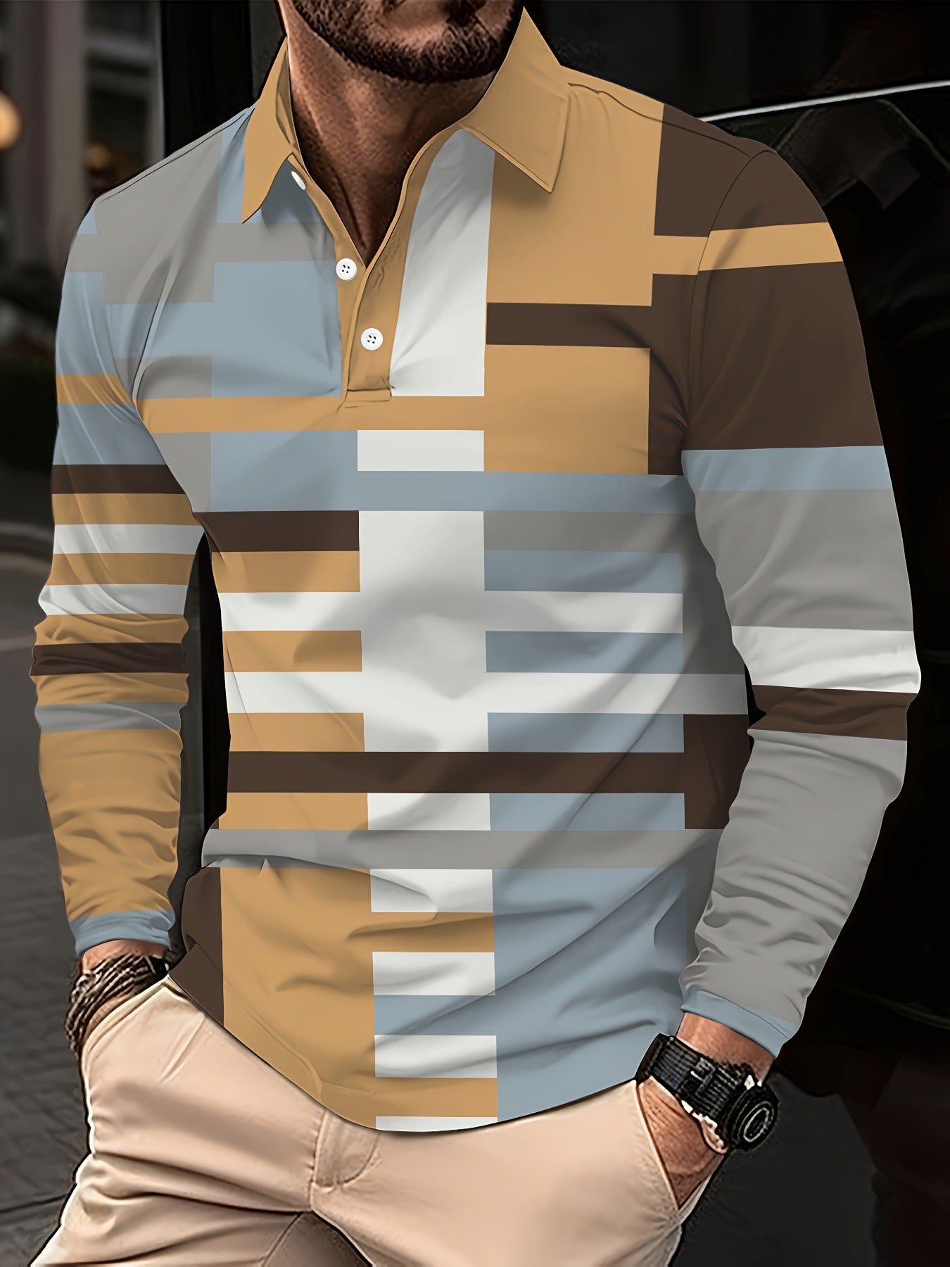 Men's Button Casual Slim Lapel 3D Printed Long Sleeve - 𝓢𝓱𝓸𝓹𝓵𝓮𝓬𝔂