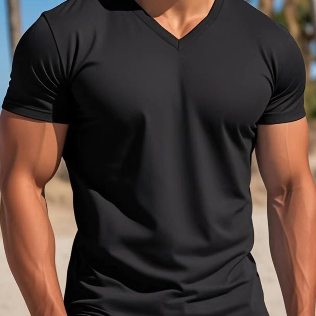 Men's V-neck T-shirt Smooth Black - 𝓢𝓱𝓸𝓹𝓵𝓮𝓬𝔂