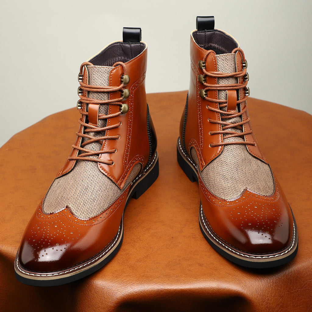 New British Men's High Top Color Blocked Leather Shoes - 𝓢𝓱𝓸𝓹𝓵𝓮𝓬𝔂