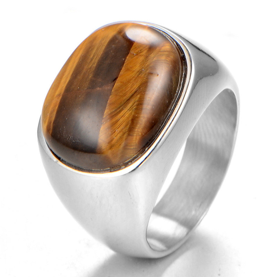 Simple Tigereye Stainless Steel Ring - 𝓢𝓱𝓸𝓹𝓵𝓮𝓬𝔂