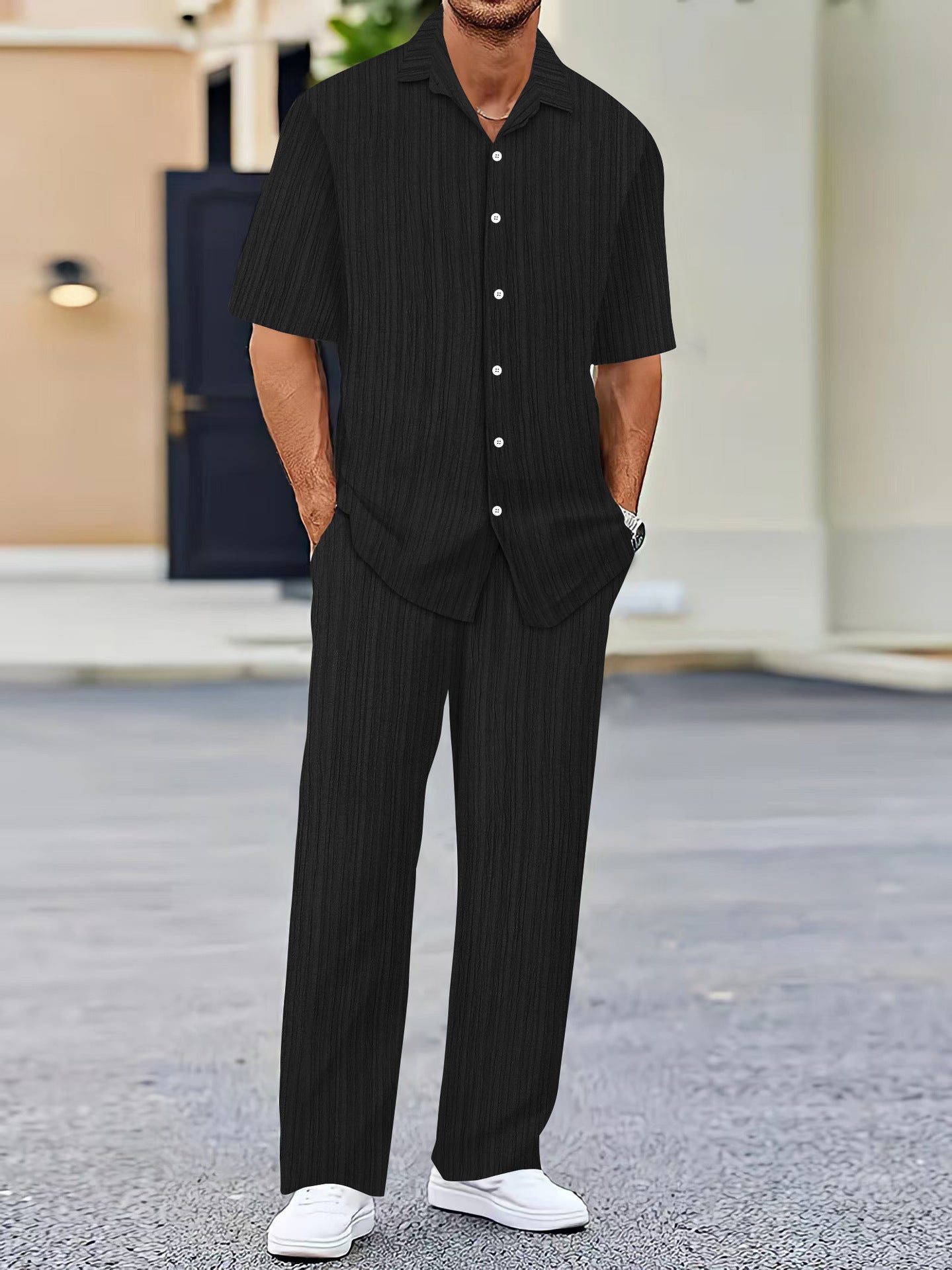 Men's Solid Color Short Sleeve Fashion Suit - 𝓢𝓱𝓸𝓹𝓵𝓮𝓬𝔂