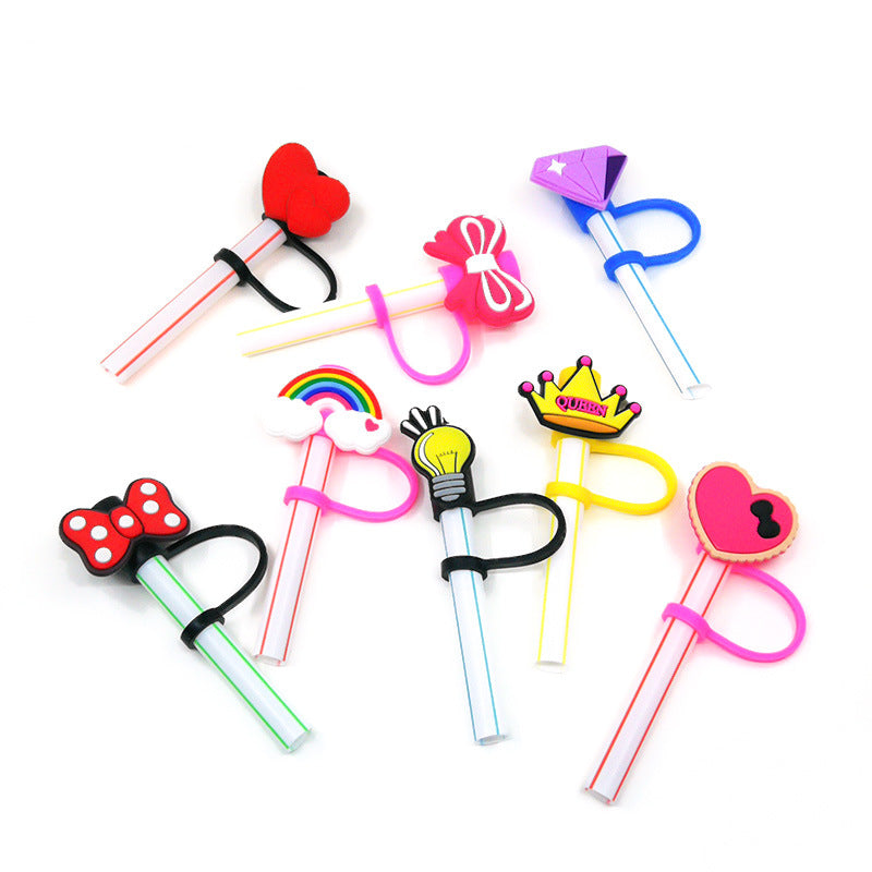 Straw Mouthpiece Silicone Dust Plug Decorative Buckle Clip Personalized Letter Label - 𝓢𝓱𝓸𝓹𝓵𝓮𝓬𝔂