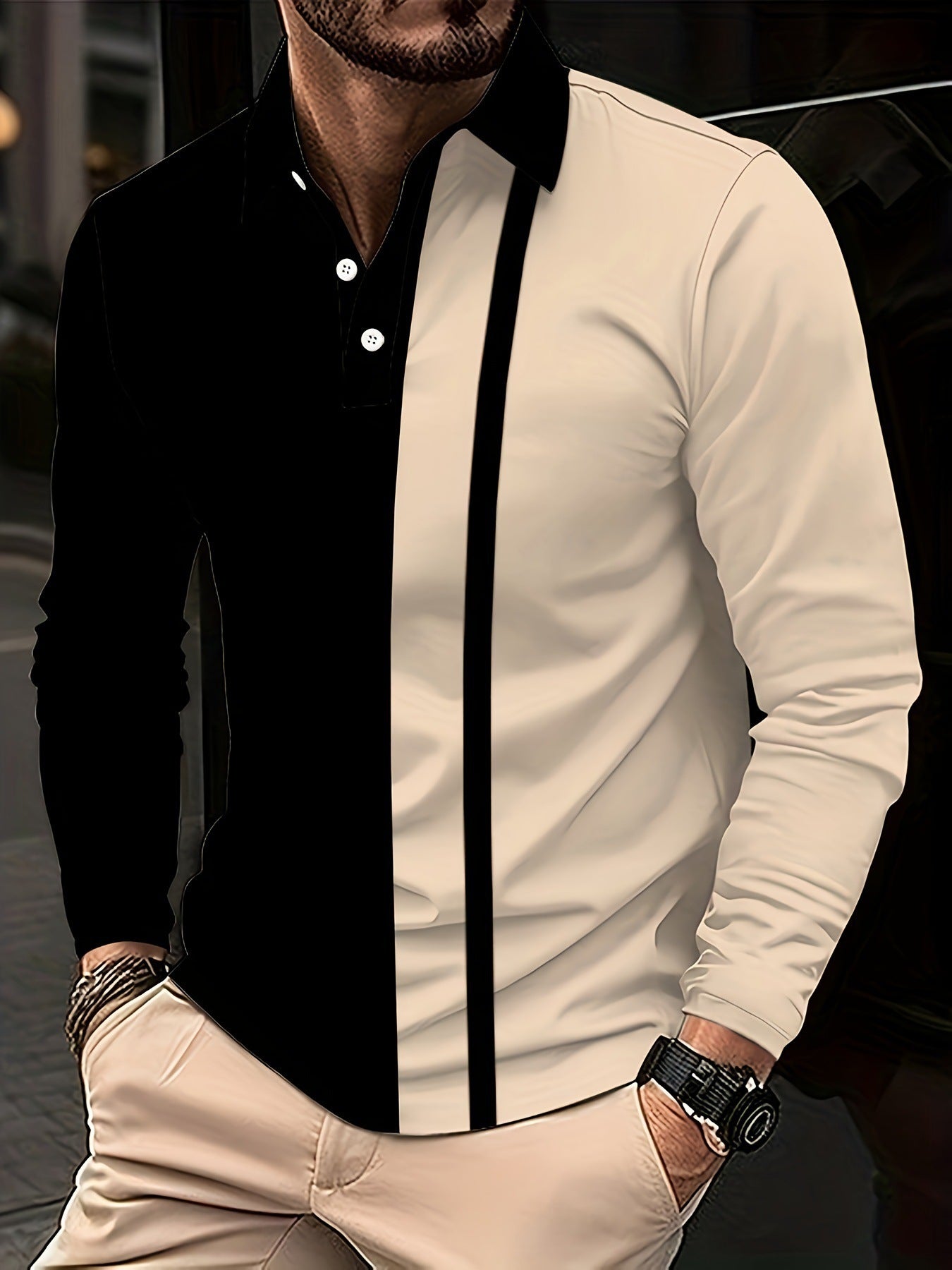 Men's Button Casual Slim Lapel 3D Printed Long Sleeve - 𝓢𝓱𝓸𝓹𝓵𝓮𝓬𝔂