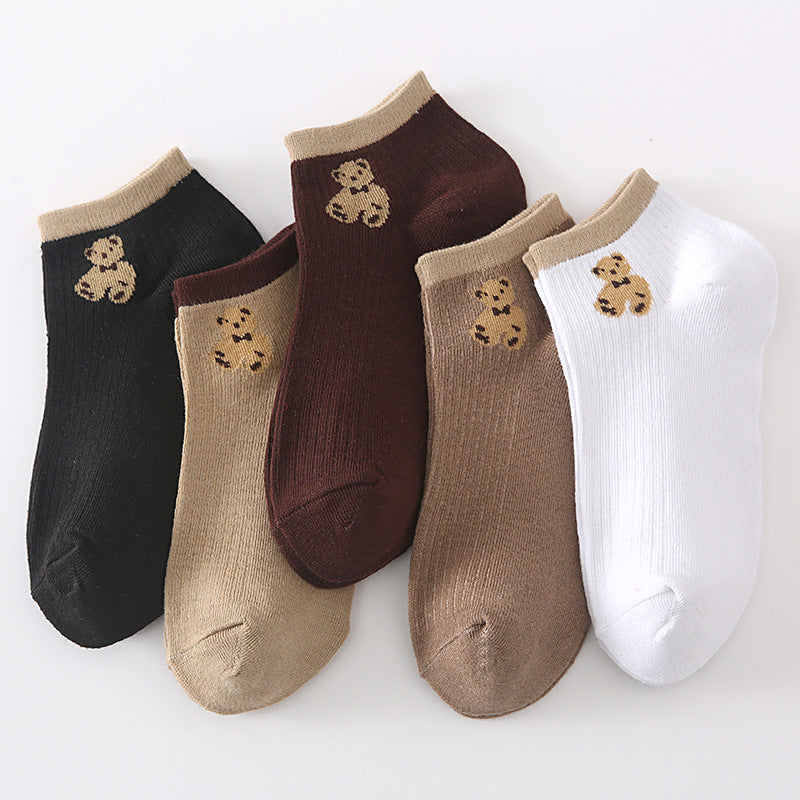 Low-cut Cartoon Cute Brown Bear Socks Japanese Women - 𝓢𝓱𝓸𝓹𝓵𝓮𝓬𝔂