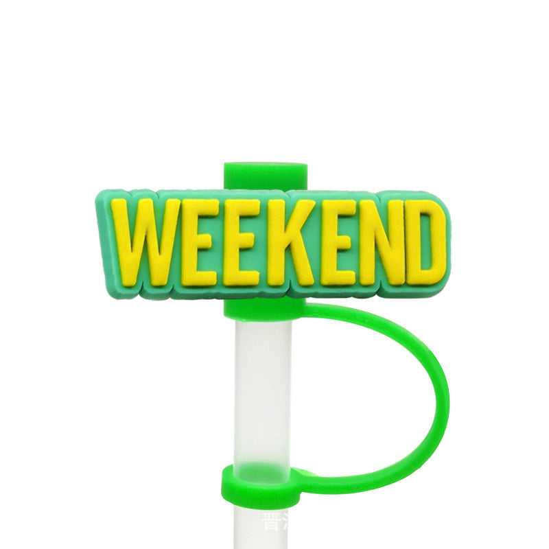 Straw Mouthpiece Silicone Dust Plug Decorative Buckle Clip Personalized Letter Label - 𝓢𝓱𝓸𝓹𝓵𝓮𝓬𝔂