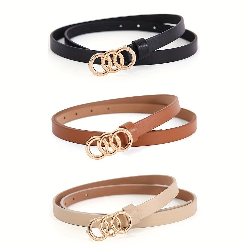 Women's Stylish Retro Minimalism 3-ring Thin Belt - 𝓢𝓱𝓸𝓹𝓵𝓮𝓬𝔂