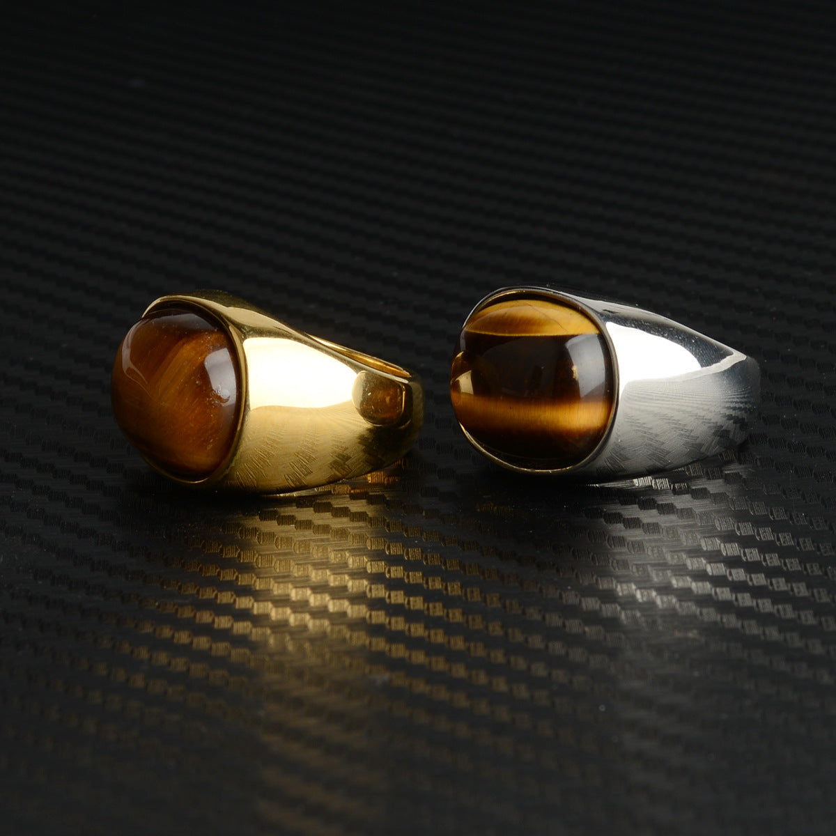 Simple Tigereye Stainless Steel Ring - 𝓢𝓱𝓸𝓹𝓵𝓮𝓬𝔂