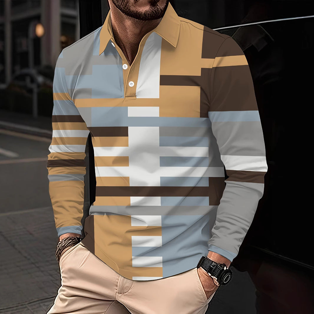 Men's Button Casual Slim Lapel 3D Printed Long Sleeve - 𝓢𝓱𝓸𝓹𝓵𝓮𝓬𝔂