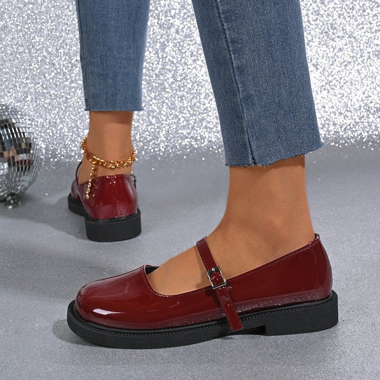 Flat Soft Surface Soft Bottom Shoes Square Mouth Leather Shoes - 𝓢𝓱𝓸𝓹𝓵𝓮𝓬𝔂