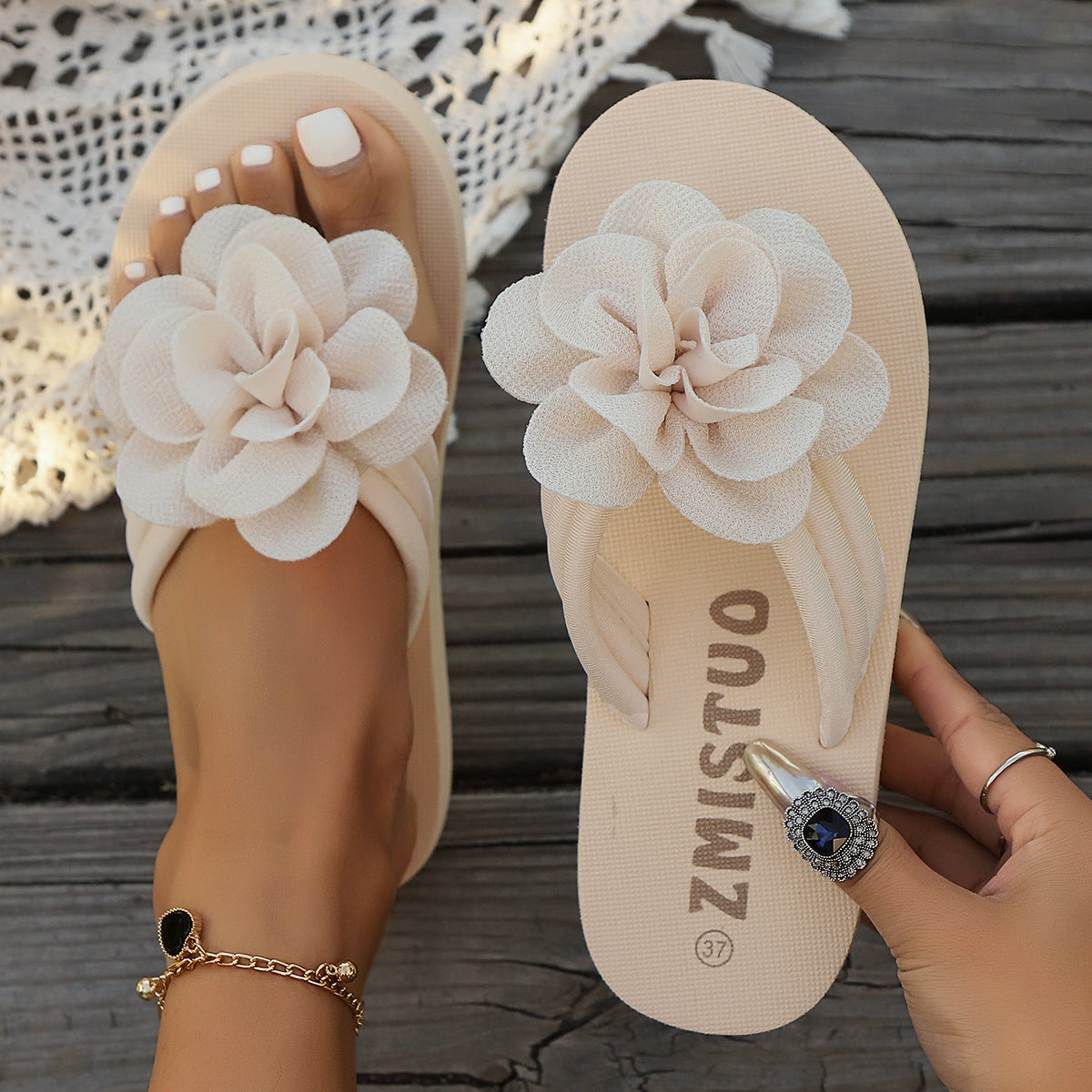 Plus Size Slippers Flower Solid Color Slippers Flip Flops - 𝓢𝓱𝓸𝓹𝓵𝓮𝓬𝔂