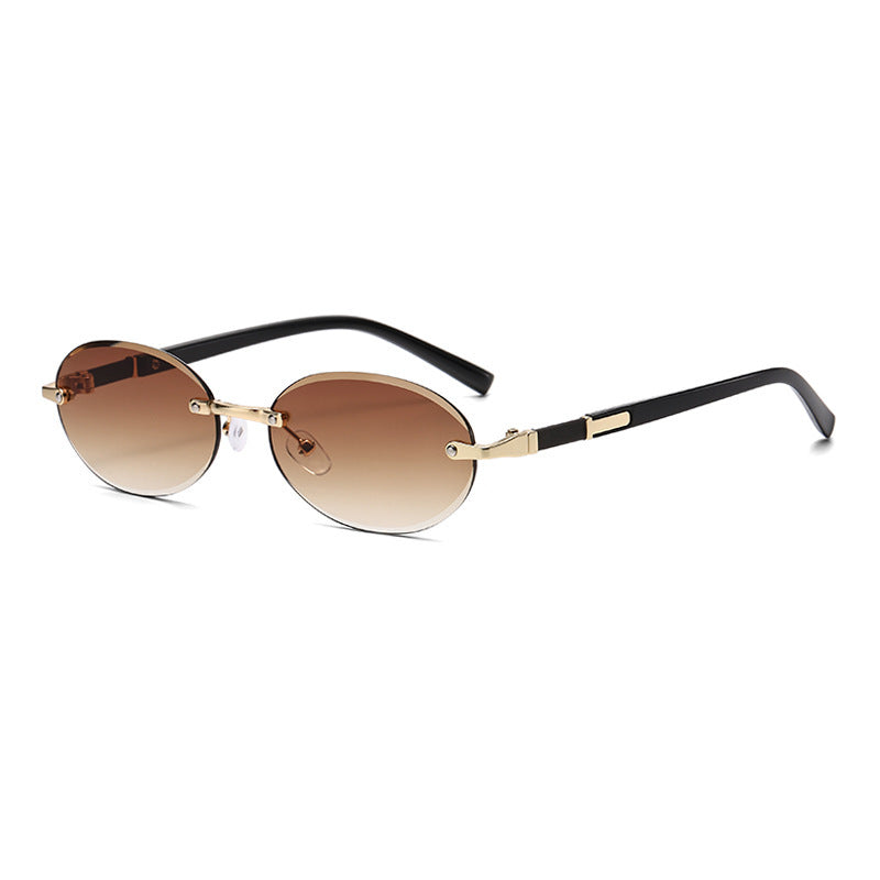 Trimming Oval Frame Sunglasses Frameless Hot Girl Sunglasses - 𝓢𝓱𝓸𝓹𝓵𝓮𝓬𝔂