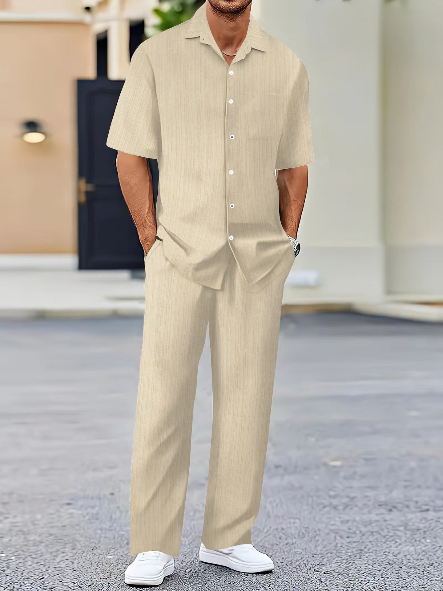 Men's Solid Color Short Sleeve Fashion Suit - 𝓢𝓱𝓸𝓹𝓵𝓮𝓬𝔂