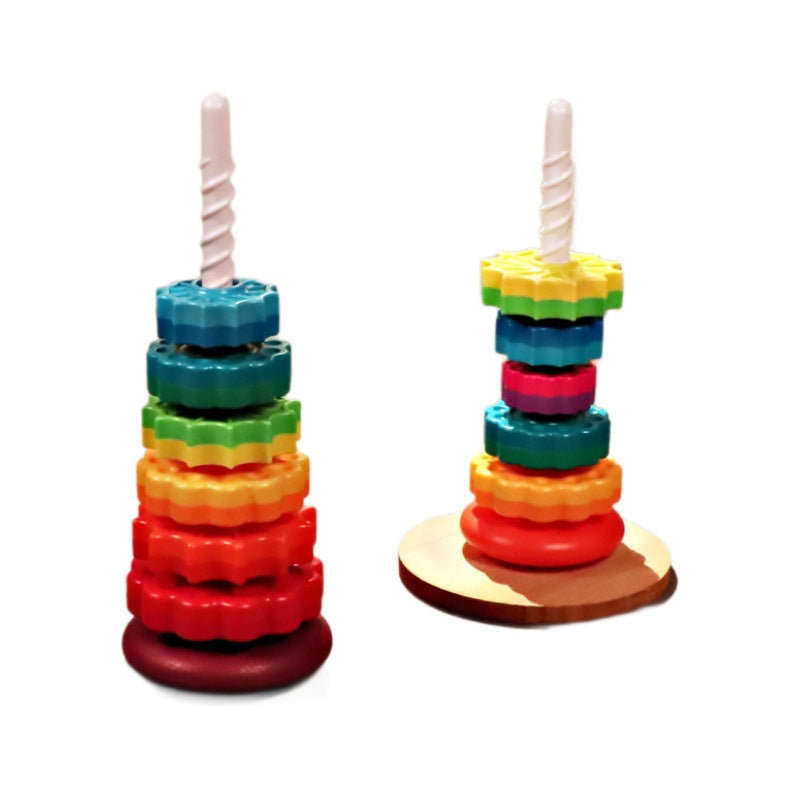 Rainbow Rotating Tower Toy Baby Early Education Intellectual Development Intelligence Ferrule - 𝓢𝓱𝓸𝓹𝓵𝓮𝓬𝔂