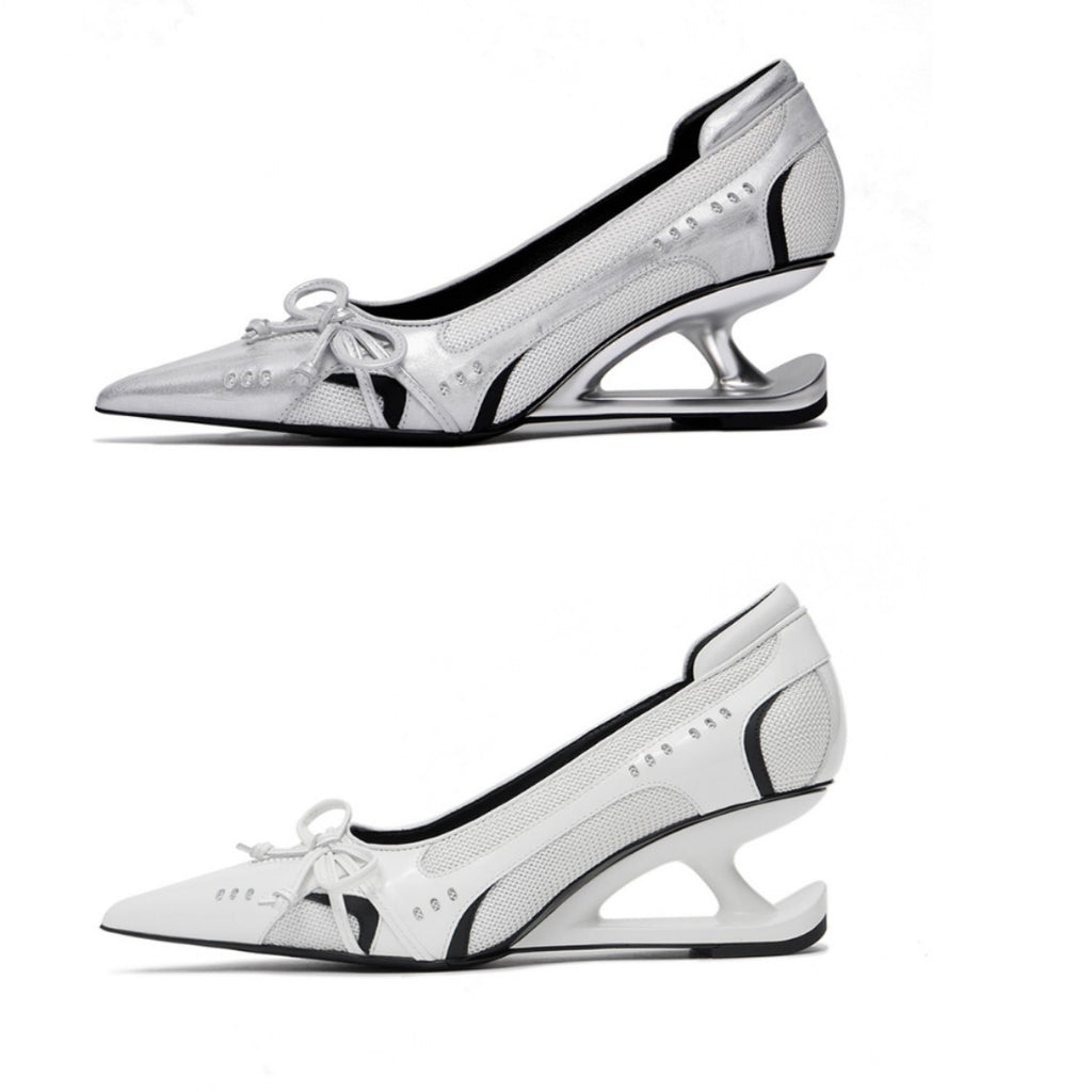 Retro Racing Shoes Suspension Profiled Heel Pointed Low-cut High Heels - 𝓢𝓱𝓸𝓹𝓵𝓮𝓬𝔂