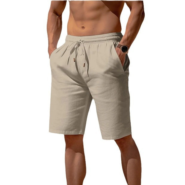 Summer Drawstring Shorts Elastic Waist Straight Pants Beach Breathable Shorts For Men Clothing - 𝓢𝓱𝓸𝓹𝓵𝓮𝓬𝔂