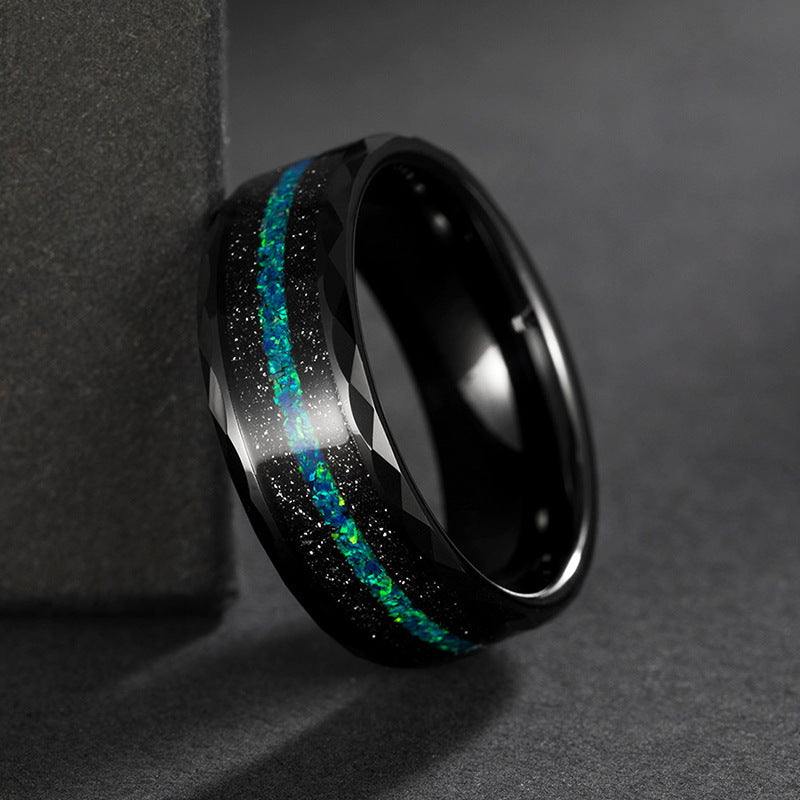 Men's Galaxy Series Light Luxury Tungsten Steel Opal Ring - 𝓢𝓱𝓸𝓹𝓵𝓮𝓬𝔂