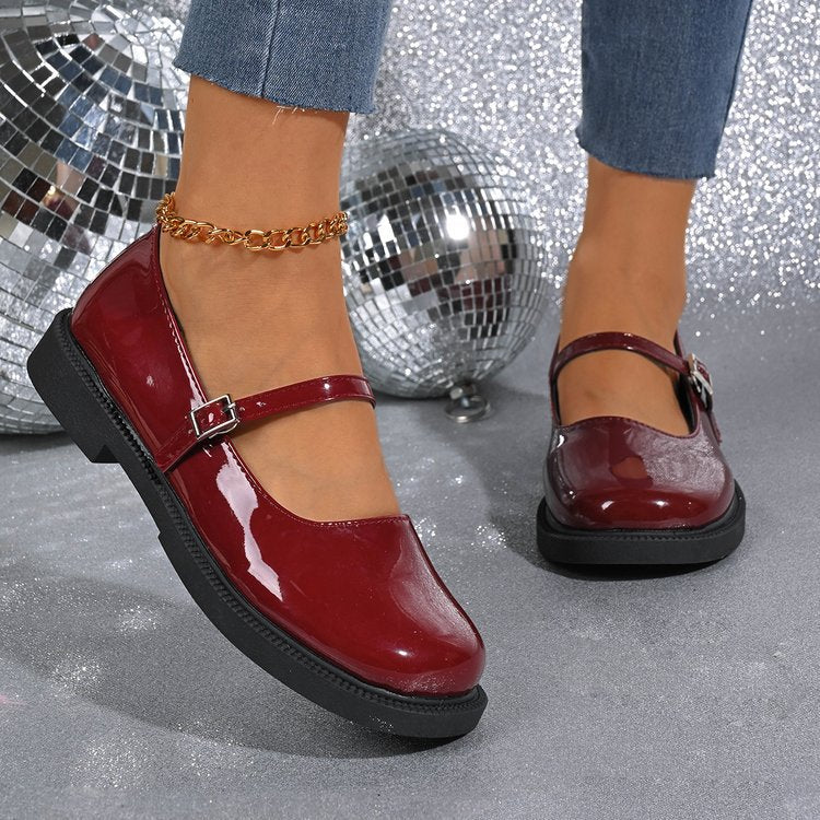 Flat Soft Surface Soft Bottom Shoes Square Mouth Leather Shoes - 𝓢𝓱𝓸𝓹𝓵𝓮𝓬𝔂