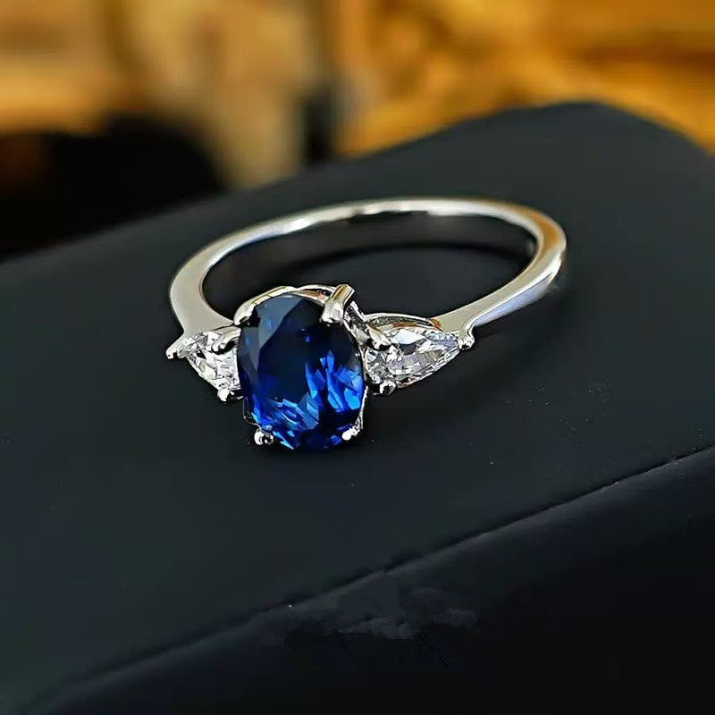 Fashion Simple And High-end Oval Blue Ring - 𝓢𝓱𝓸𝓹𝓵𝓮𝓬𝔂