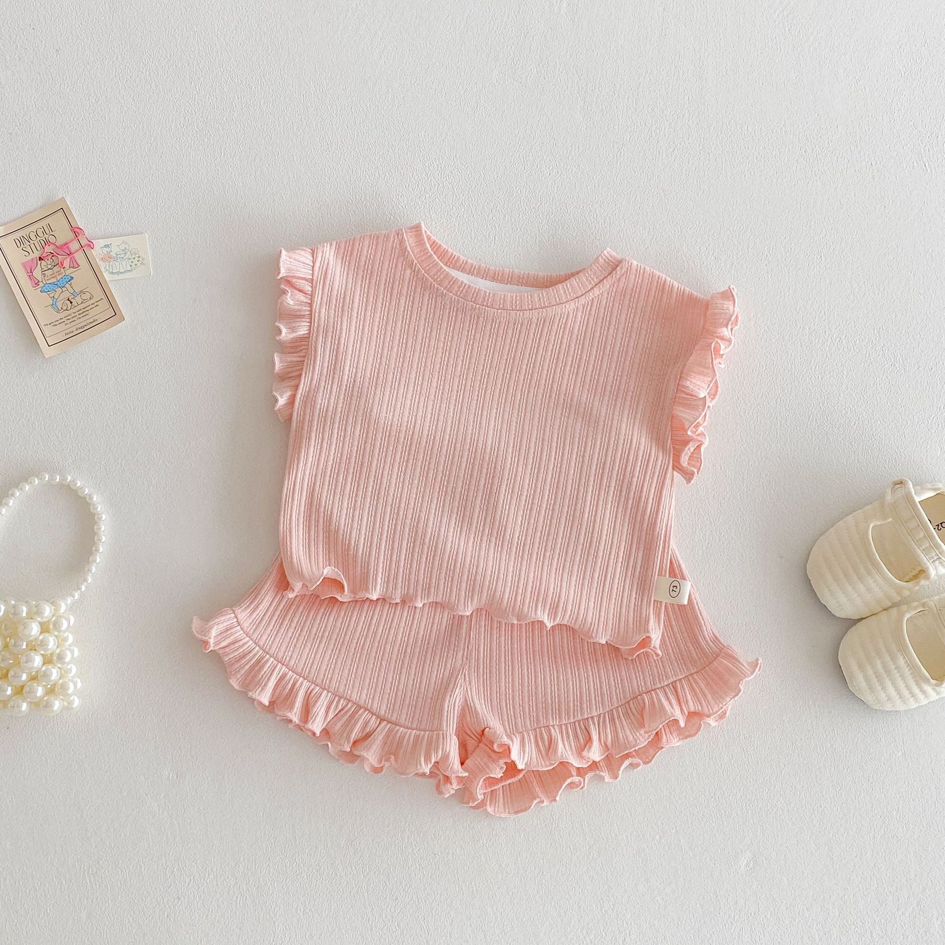 Wooden Ear Vest Baby Fashionable Korean Style Shorts Fashion Two-piece Suit - 𝓢𝓱𝓸𝓹𝓵𝓮𝓬𝔂