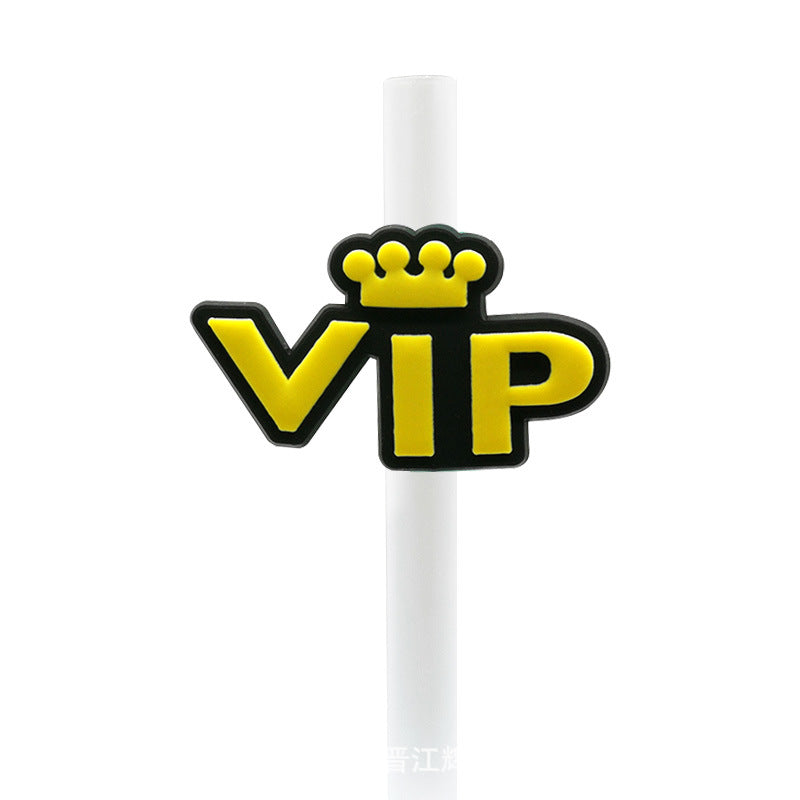 Straw Mouthpiece Silicone Dust Plug Decorative Buckle Clip Personalized Letter Label - 𝓢𝓱𝓸𝓹𝓵𝓮𝓬𝔂