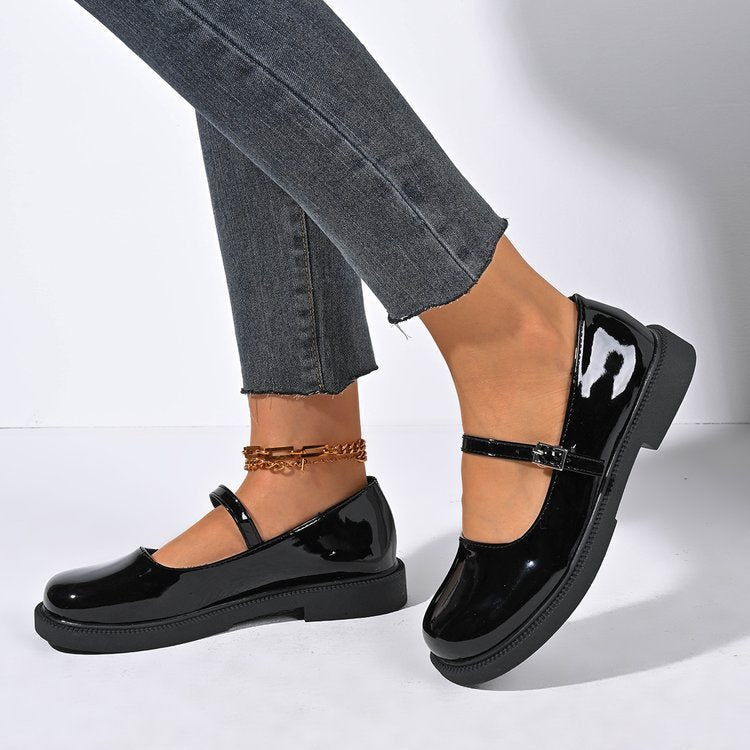Flat Soft Surface Soft Bottom Shoes Square Mouth Leather Shoes - 𝓢𝓱𝓸𝓹𝓵𝓮𝓬𝔂