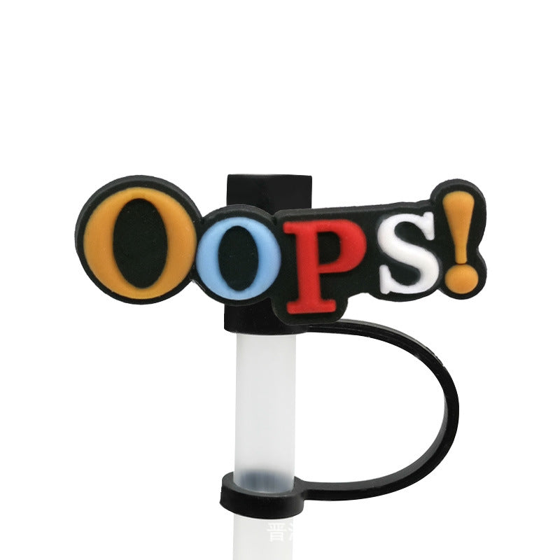 Straw Mouthpiece Silicone Dust Plug Decorative Buckle Clip Personalized Letter Label - 𝓢𝓱𝓸𝓹𝓵𝓮𝓬𝔂