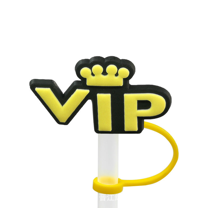 Straw Mouthpiece Silicone Dust Plug Decorative Buckle Clip Personalized Letter Label - 𝓢𝓱𝓸𝓹𝓵𝓮𝓬𝔂