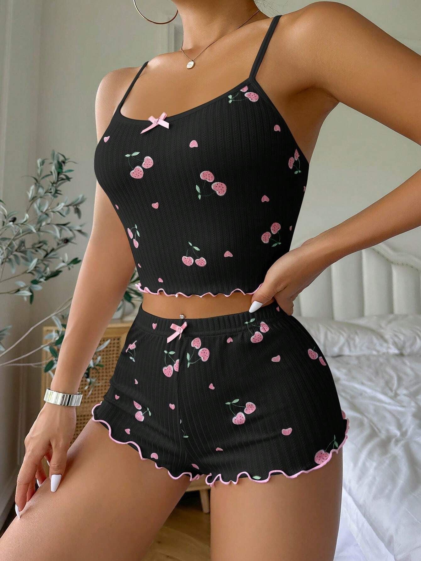 Summer Suspender Elastic Shorts Pajamas Women's Suit - 𝓢𝓱𝓸𝓹𝓵𝓮𝓬𝔂