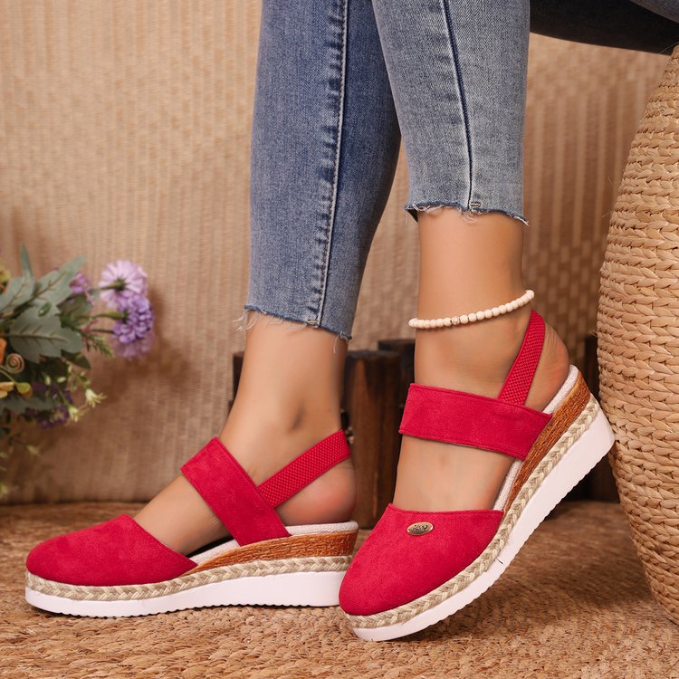 Wedge Lightweight Hemp Rope Braided Closed Toe Elastic Band Women's Shoes - 𝓢𝓱𝓸𝓹𝓵𝓮𝓬𝔂