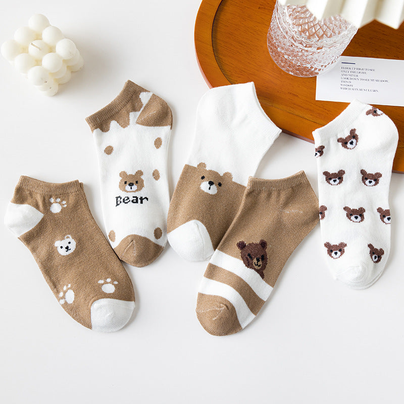 Low-cut Cartoon Cute Brown Bear Socks Japanese Women - 𝓢𝓱𝓸𝓹𝓵𝓮𝓬𝔂