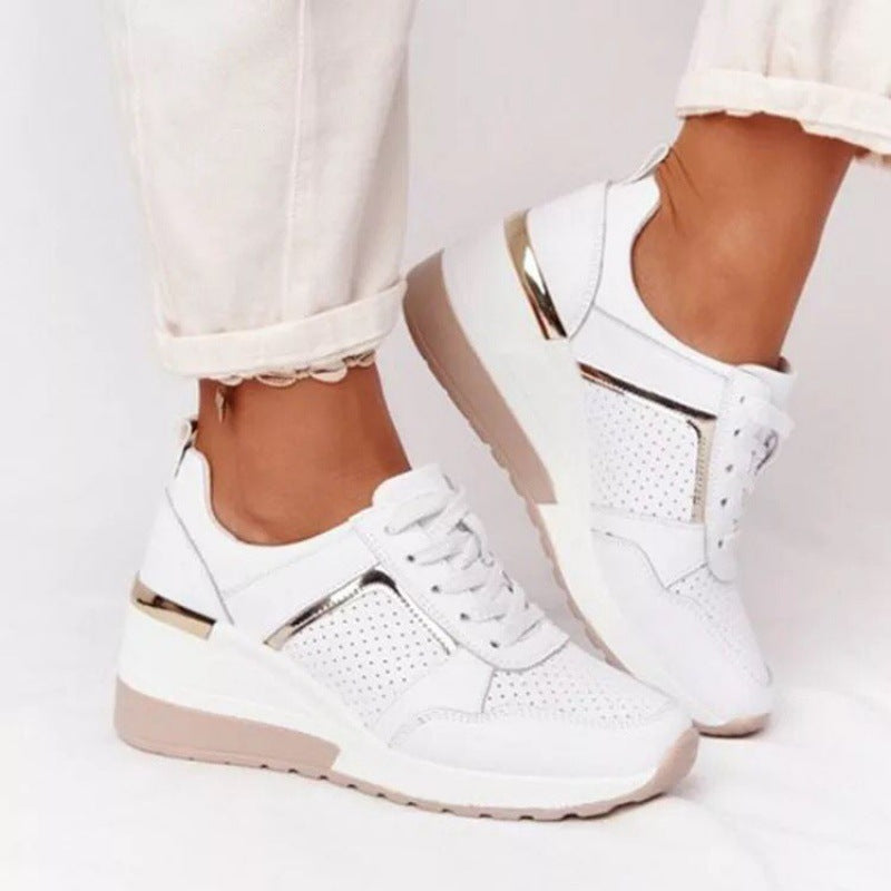 Plus Size Casual Platform Dad Shoes Lace-up Wedge Sports Women