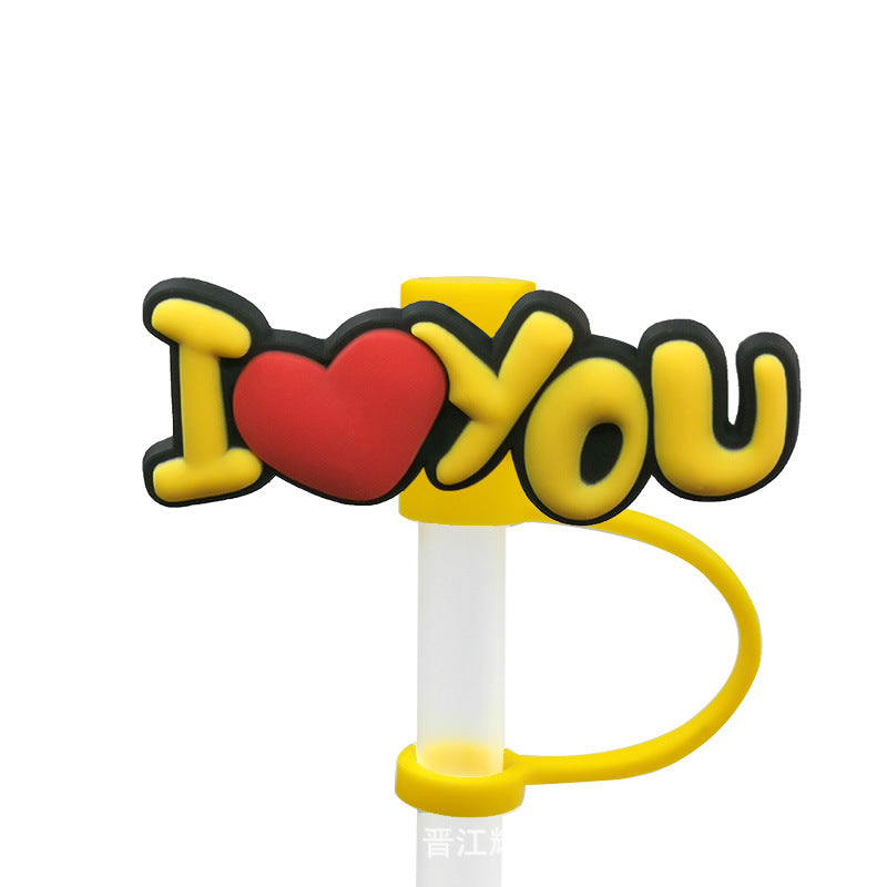 Straw Mouthpiece Silicone Dust Plug Decorative Buckle Clip Personalized Letter Label - 𝓢𝓱𝓸𝓹𝓵𝓮𝓬𝔂