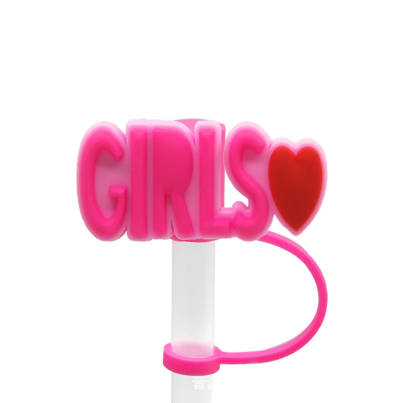Straw Mouthpiece Silicone Dust Plug Decorative Buckle Clip Personalized Letter Label - 𝓢𝓱𝓸𝓹𝓵𝓮𝓬𝔂