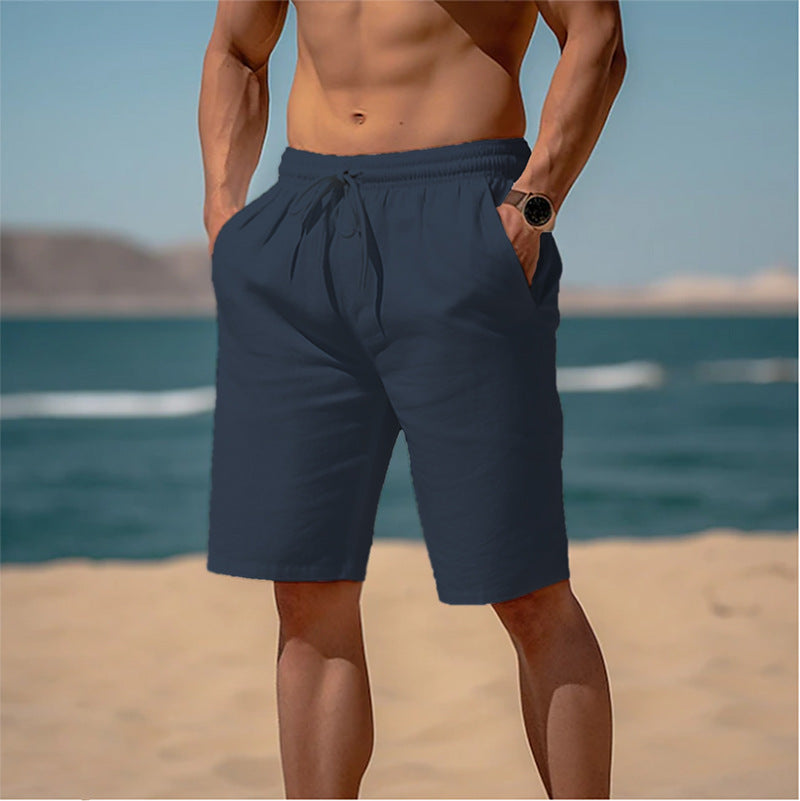 Summer Drawstring Shorts Elastic Waist Straight Pants Beach Breathable Shorts For Men Clothing - 𝓢𝓱𝓸𝓹𝓵𝓮𝓬𝔂
