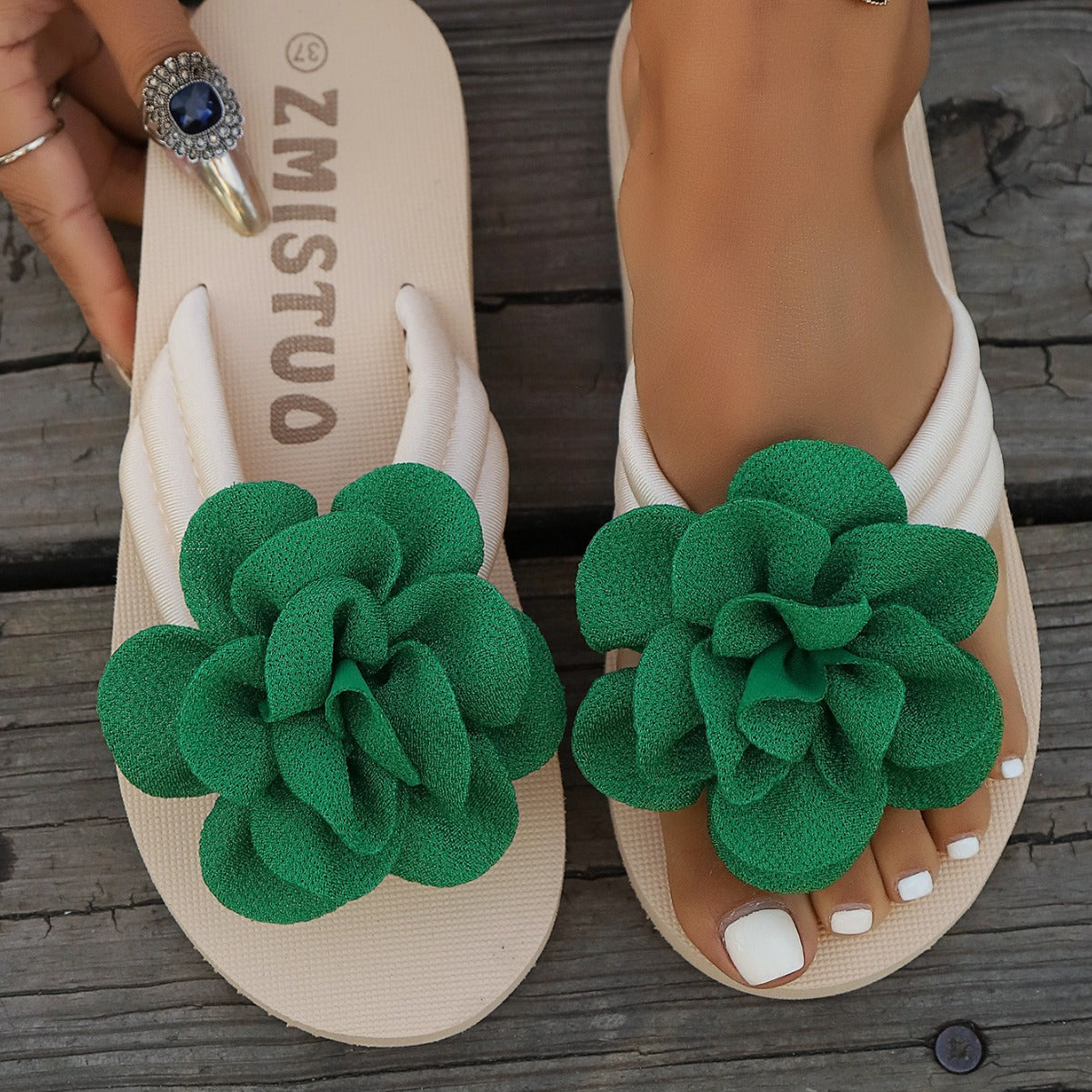 Plus Size Slippers Flower Solid Color Slippers Flip Flops - 𝓢𝓱𝓸𝓹𝓵𝓮𝓬𝔂