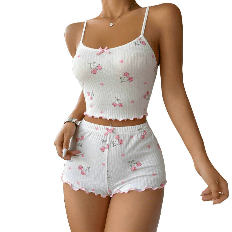 Summer Suspender Elastic Shorts Pajamas Women's Suit - 𝓢𝓱𝓸𝓹𝓵𝓮𝓬𝔂