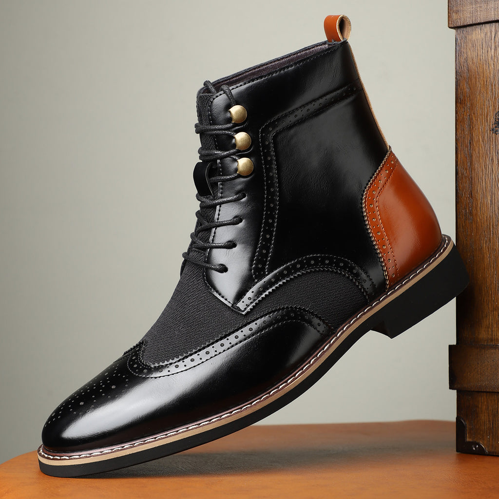 New British Men's High Top Color Blocked Leather Shoes - 𝓢𝓱𝓸𝓹𝓵𝓮𝓬𝔂