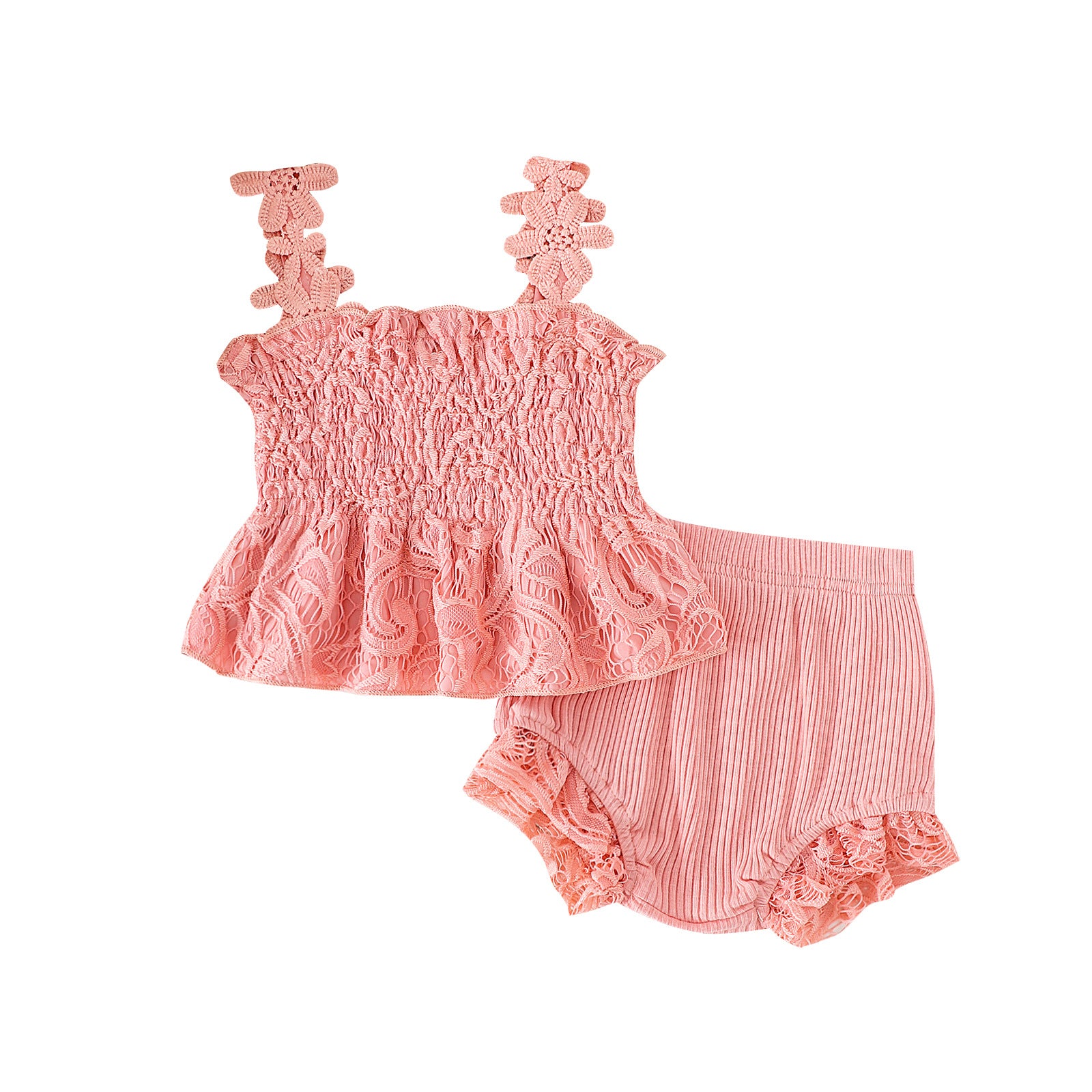 Mesh Smocking Sling Top Harem Pants Lace Two-piece Set - 𝓢𝓱𝓸𝓹𝓵𝓮𝓬𝔂