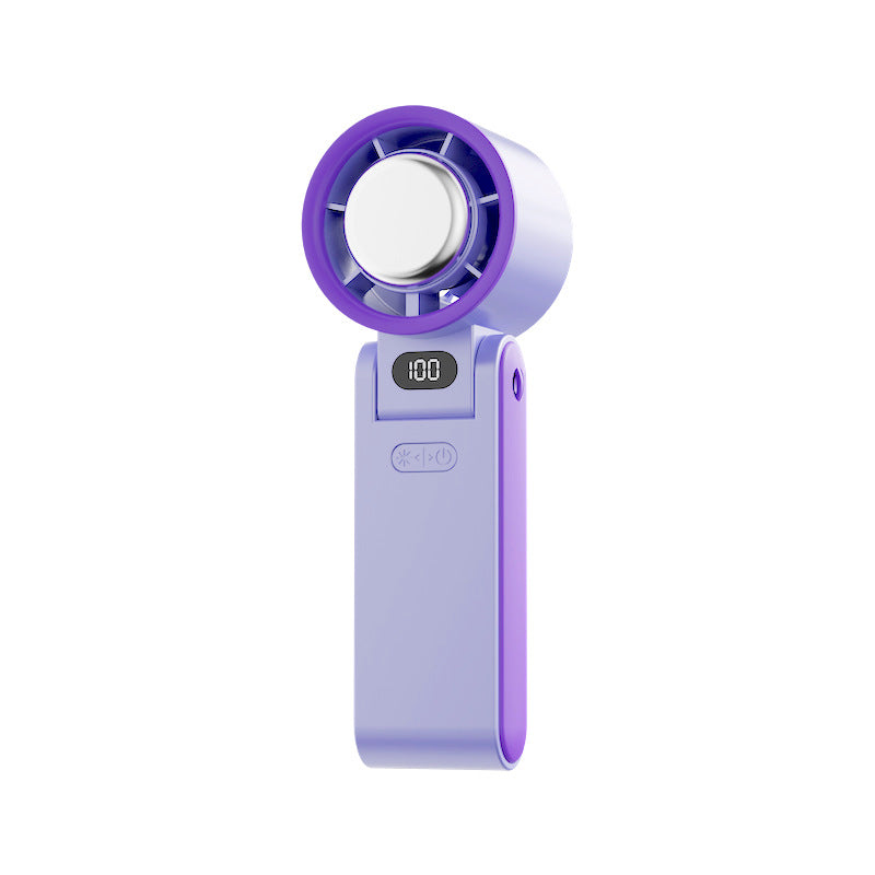 Folding Refrigeration Handheld Turbine High-speed Fan Digital Display Ice Compress Portable Outdoor Halter Fan