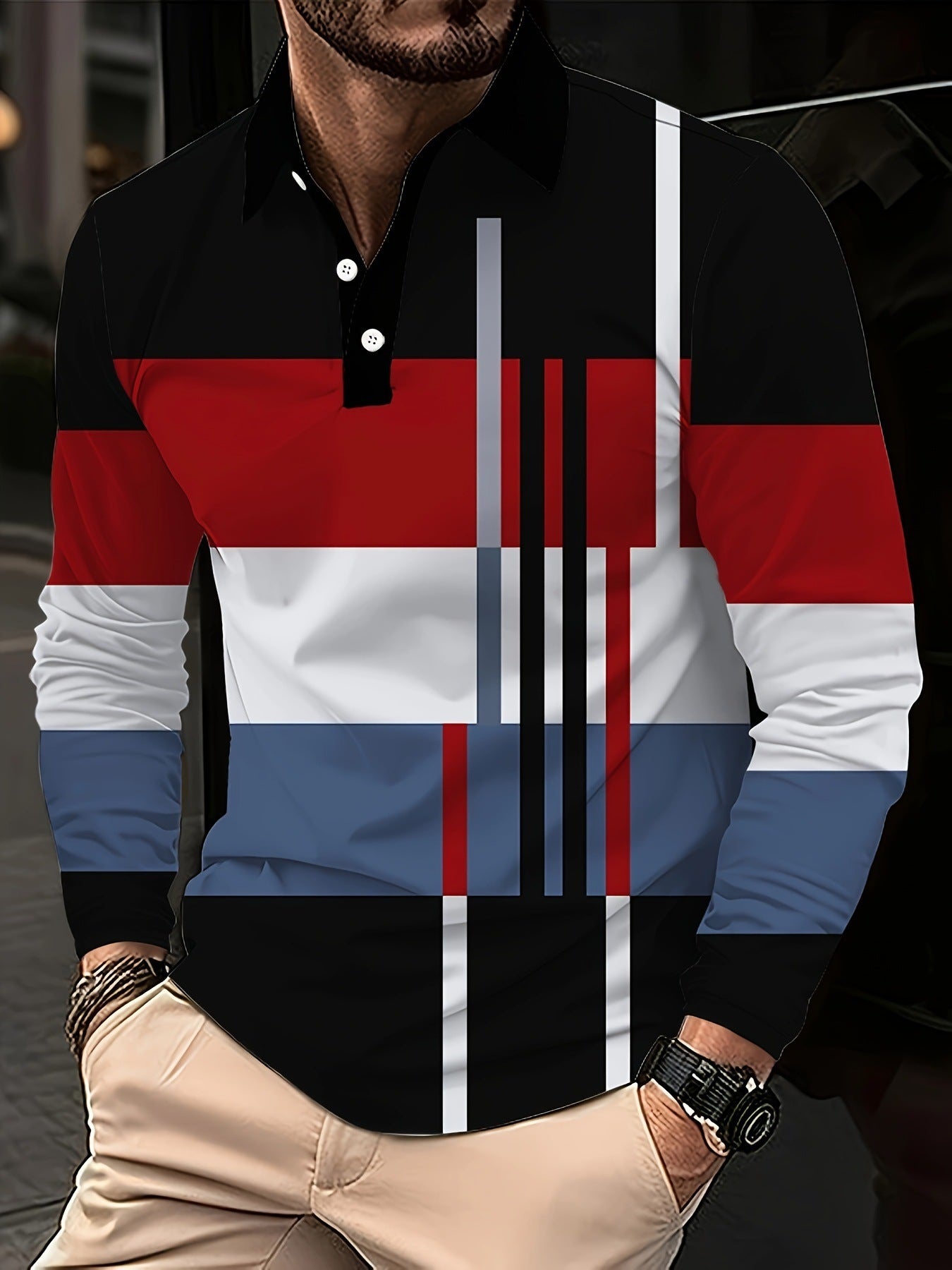 Men's Button Casual Slim Lapel 3D Printed Long Sleeve - 𝓢𝓱𝓸𝓹𝓵𝓮𝓬𝔂