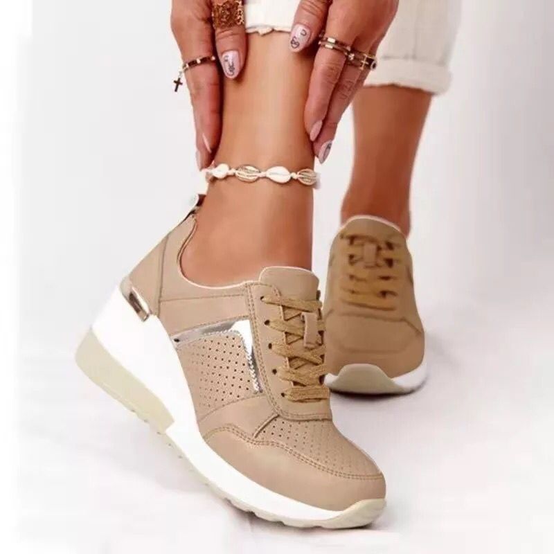 Plus Size Casual Platform Dad Shoes Lace-up Wedge Sports Women