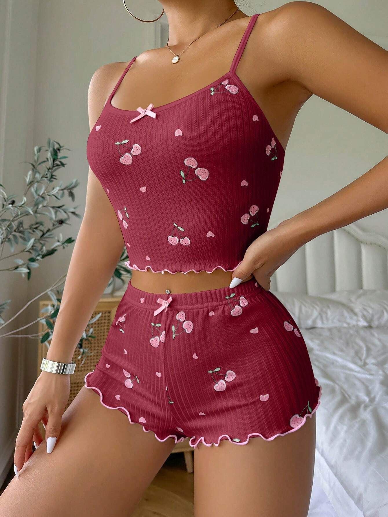 Summer Suspender Elastic Shorts Pajamas Women's Suit - 𝓢𝓱𝓸𝓹𝓵𝓮𝓬𝔂