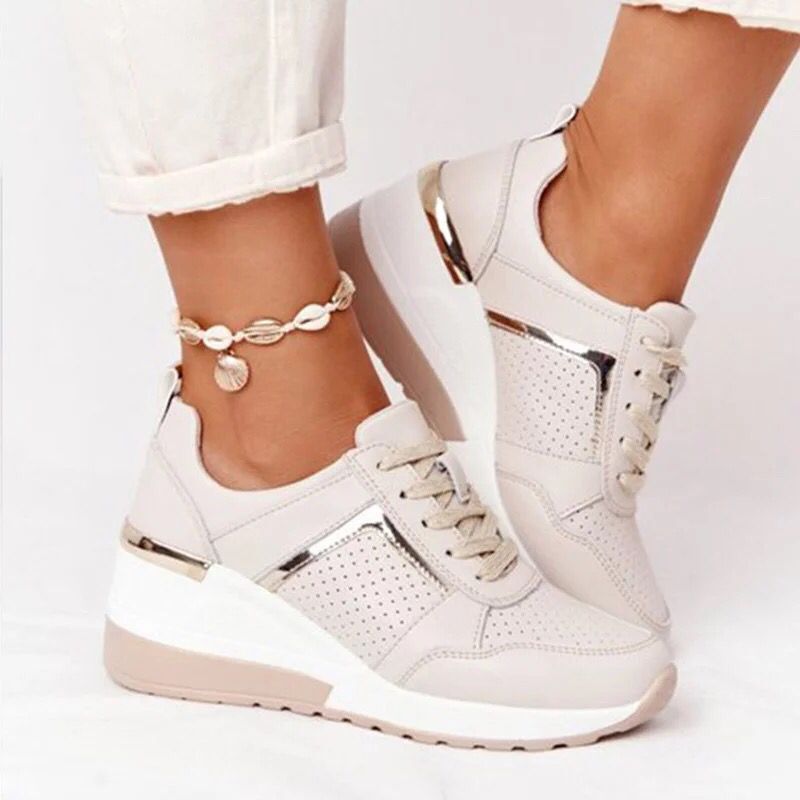 Plus Size Casual Platform Dad Shoes Lace-up Wedge Sports Women